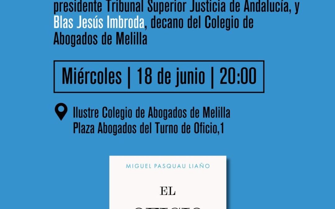 Melilla acoge la presentación de «El oficio de decidir», de Miguel Pasquau Liaño